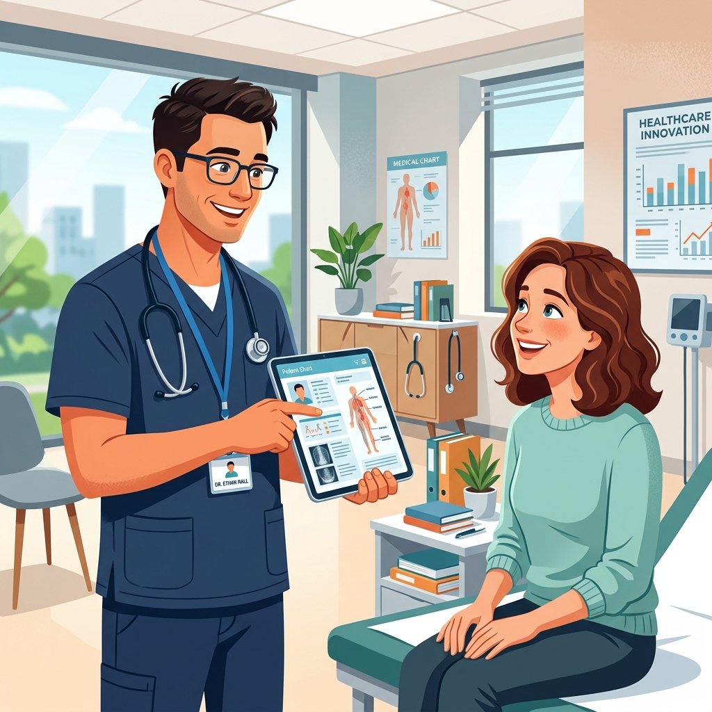 Medical professional discussing care routines
