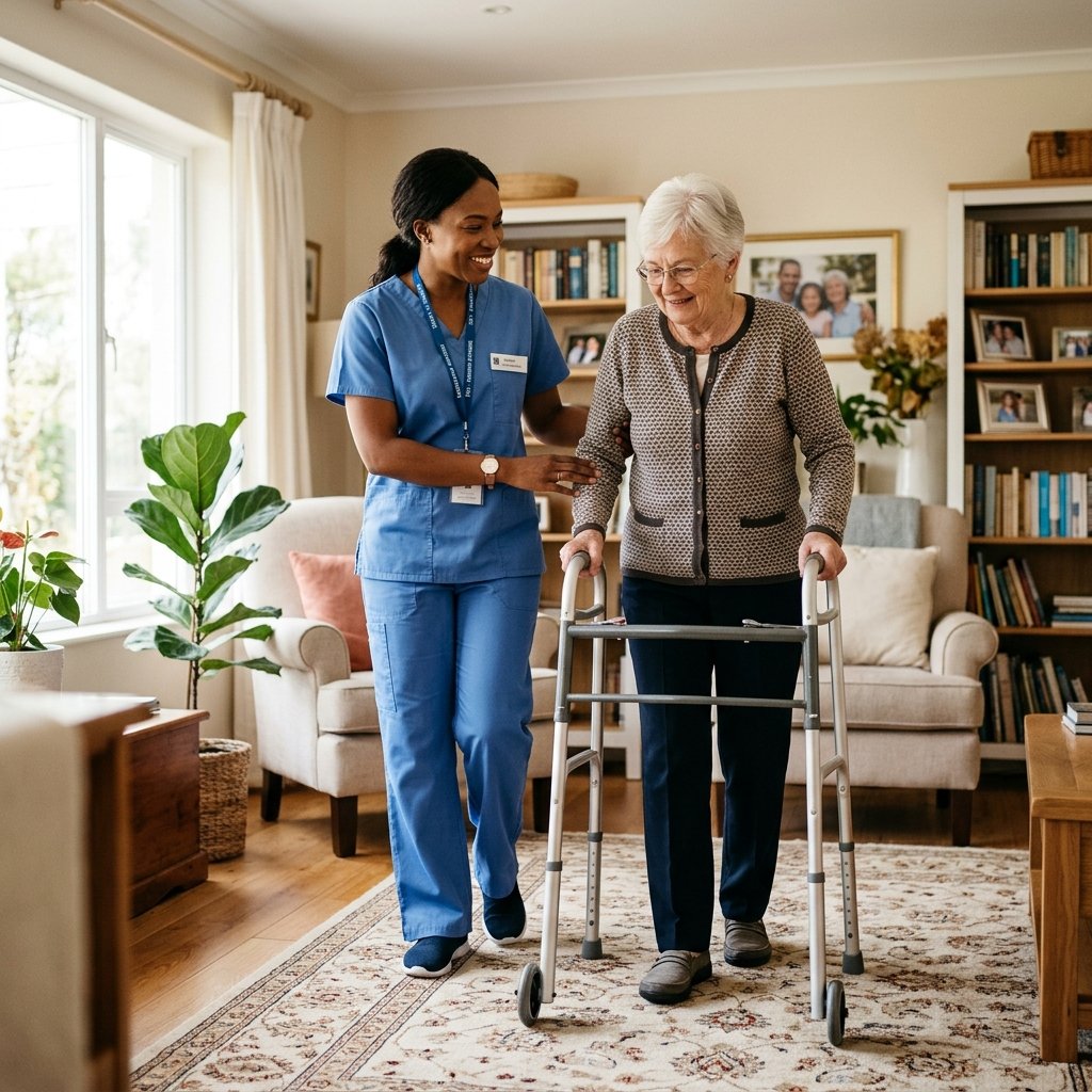 Compassionate healthcare caregiver supporting patient