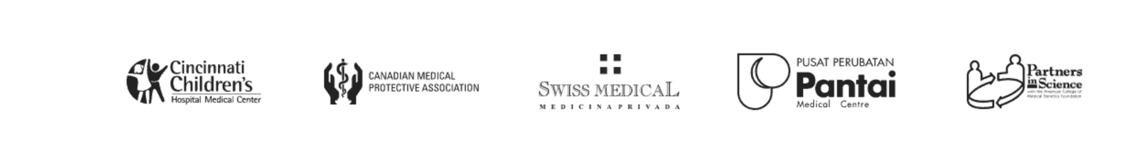 Cincinnati Children's Hospital Medical Center, Canadian Medical Protective Association, Swiss Medical, Pantai Medical Centre, and Partners in Science